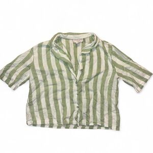 100% cotton shirt Sincerely Jules Green and White Striped size small